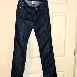 Wet‎ Seal Straight Leg Jeans Women's Size 5 Long Dark Blue Low Rise Cotton Blend